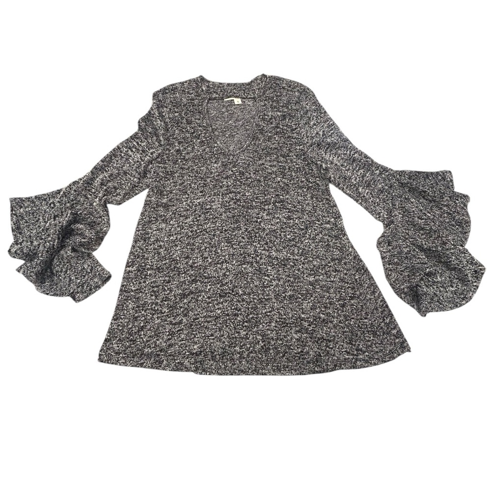 Penelope Project Women’s‎ Salt n Pepper Bell Sleeve Knit Top Small